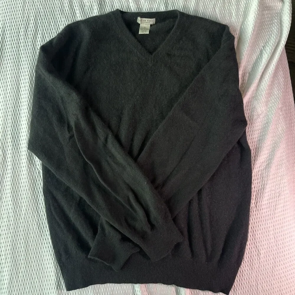 Oliver Perry Sweater Mens Small Black 100% Cashmere Crewneck Pullover Soft
